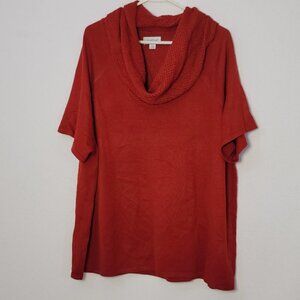 561. Avenue Short Sleeve Turtleneck Top Red Sz 22/24
